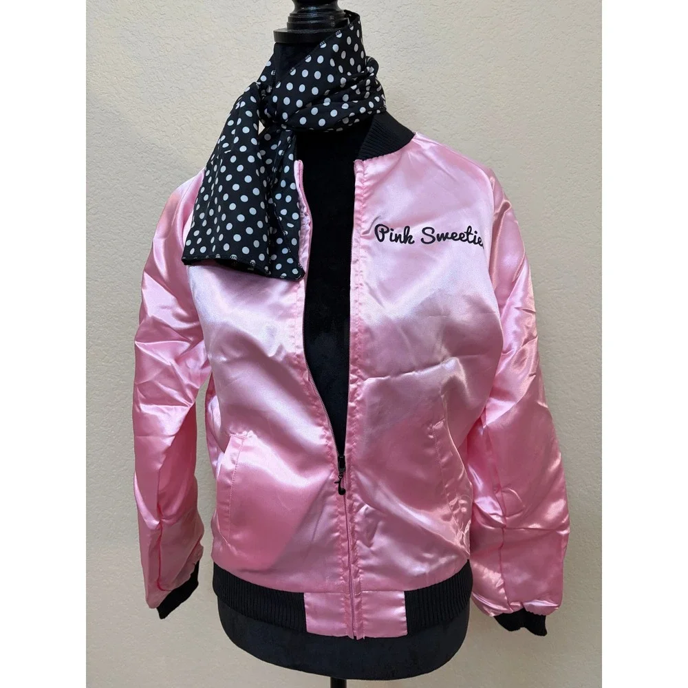 Spirit Halloween Pink Sweeties Jacket Scarf Set 50s Costume Medium 8-10 01343334